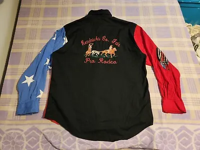 Vintage Wrangler Rare Pro Rodeo Kendricks Fair Cowbuy Cut Western Shirt Large • $77.09
