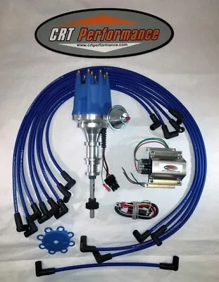FORD Y-Block 256-272-292-312 BLUE Small HEI Distributor + 60K Coil + USA Wires • $248.74