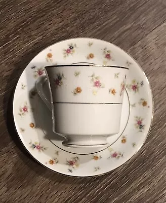 Mikasa Remembrance Fine China Tea Coffee Cup & Saucer Japan #5562 Pink & White • $10.95