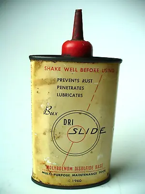 VINTAGE 1960  DRI-SLIDE OILER OIL CAN EMPTY GAS  ADVERTIZING METAL  2.146 Oz. • $24.95