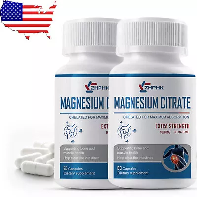 1-2x Magnesium Citrate Hard Capsules 1000mg Per Serving-Highest Potency Capsules • $11.99