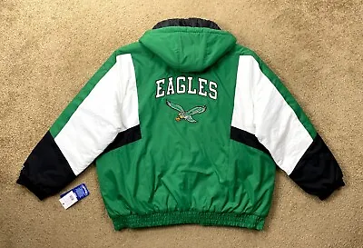 PHILADELPHIA EAGLES Starter Hooded  Pro Line  Jacket GREEN/BLACK 3X 4X 5X 6X • $155