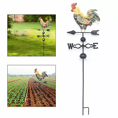 1x Weather Wind Vane Cockerel Weathervane Retro Metal Multi-color Rooster Garden • £25