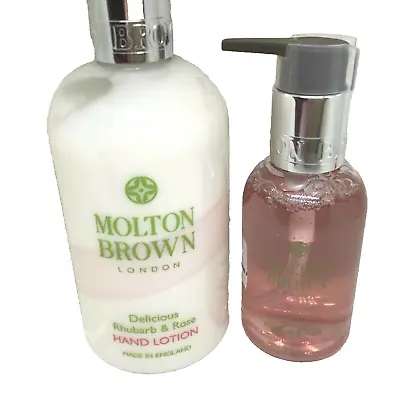 MOLTON BROWN LONDON DELICIOUS RHUBARB & ROSE HAND LOTION 10oz 300ML + HAND WASH • $42.95