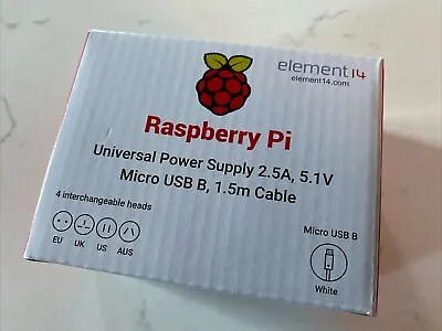 New Official Raspberry Pi Universal Power Supply 2.5A 5.1V Micro USB 1.5m White • £10.95