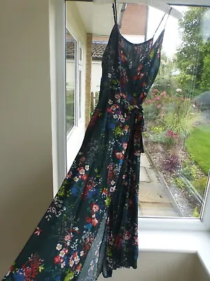 £21.99 • Buy Miss Captain Java Green & Multicoloured Floral Wrap Maxi Dress Size M