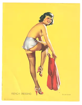 ELVGREN  French Dressing  - 1940s PIN-UP  SALESMAN Sample CALENDAR Page/ VG • $3.50