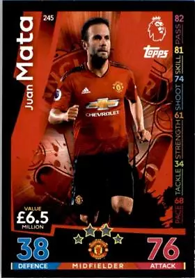 Match Attax 18/19 Juan Mata Manchester United Base Card No. 245 • £0.99