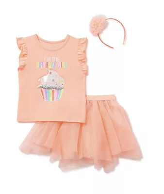 $12.99 • Buy Wonder Nation Toddler Girls 3Pc TuTu Skirt Outfit Size 5T  (Birthday Girl)
