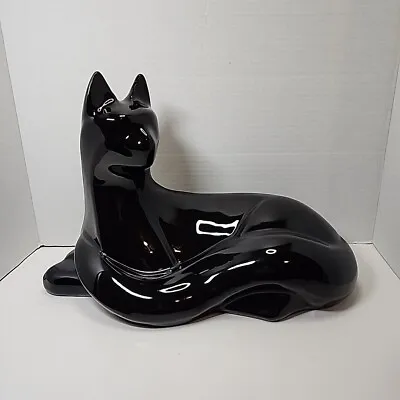 Vtg Haegar Black Ceramic Cat Statue Mid-Century Modernist Style 10 ×14 ×7  • $89.99