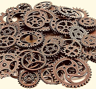 100 Assorted Metal Gears Steampunk Clock Cog Rustic Copper Mix Bulk Lot Set • $41.17