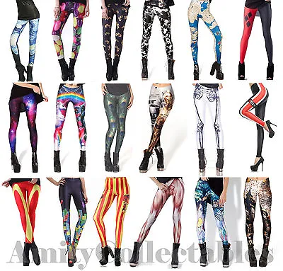 £9 • Buy Women's [Ladies] Printed Leggings Stretchy [Galaxy, Halloween, Milk, Black]