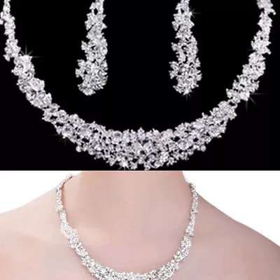 Hot Prom Wedding Bridal Party Crystal Rhinestone Necklace Earring Jewelry Set.. • $21.32