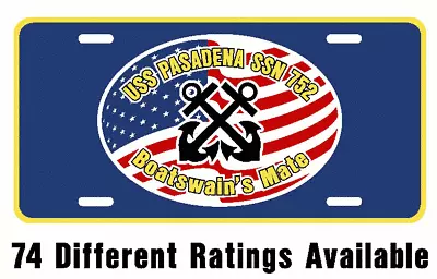 USS PASADENA SSN 752 Rating License Plate Flag U S Navy USN Military PO3 • $12.99