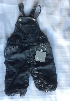 Minymo Baby Denim Dungarees. Lined Baby Dungarees.  • £10