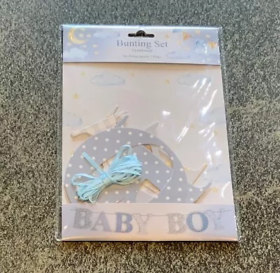 BABY BOY-Bunting Set-Blue And Grey StarsDots And Checks • £2.49
