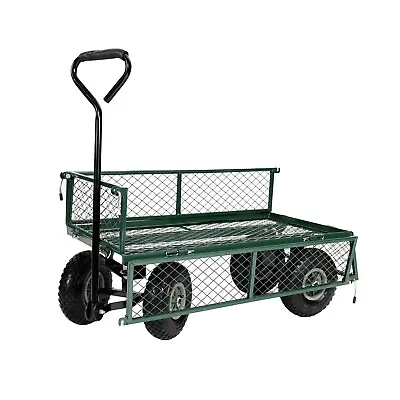 Garden TROLLEY Cart Heavy Duty Trailer Utility Wagon With Liner & Folding Sides • £59.95