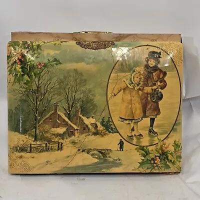 Shabby 1900s Antique Celluloid Victorian Photo Album Winter Children Ice Skating • $48.90