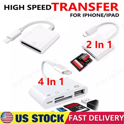 Portable 4 In 1 USB Camera SD TF Card Reader Adapter For IPhone IPod IPad IOS 13 • $5.26