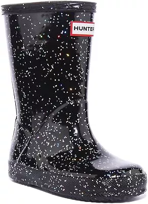 Hunter Kids First Glitter Slip On Wellington Boot Black Infants UK Size 5 - 1 • £39.99