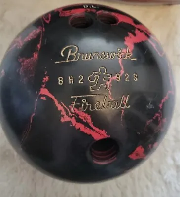 Vintage Brunswick Fireball Bowling Ball Red/Black Marble Swirl  • $22