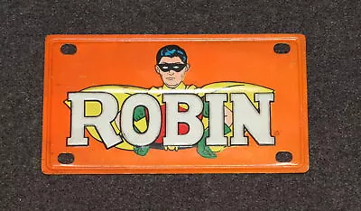 Robin 1966 Marx License Plate Tin Cool Logo Bicycle Bike Orange Batman Pal • $34.44