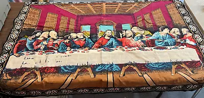 Vintage Mid Century The Last Supper Wall Tapestry Made In Italy? 55 X 39  Decor • $29.90