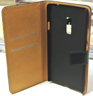 For OnePlus Two 2 Black Genuine Real Leather Wallet Case Cover For Credit Cards • $20