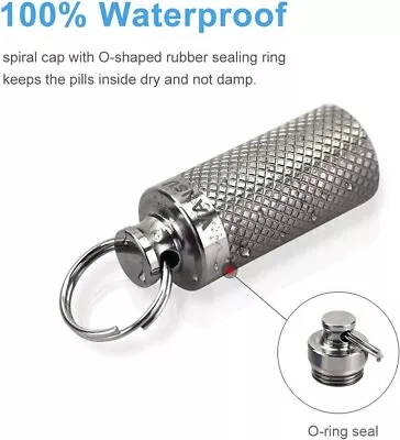 VANSU Titanium Waterproof Keychain Pill Holder ContainerPortable Mini Size  Pill • $12.12