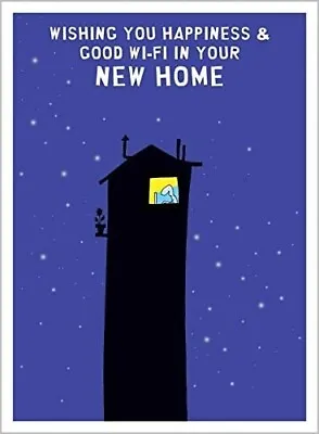 £2.25 • Buy Funny Happiness And Good Wi-Fi New Home Card – Harolds Planet Cartoon Design