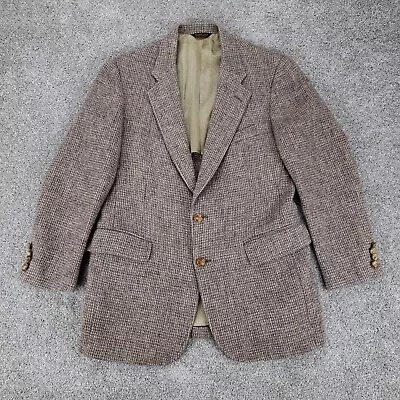 Vintage Harris Tweed Wool Blazer Mens 42 R Brown Sport Coat • $39.99