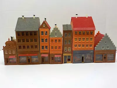 VINTAGE LOT OF 7 BUILDINGS FALLER  HO Scale 1:87 OLD TOWN BUSINESS & APARTMENT'S • $41