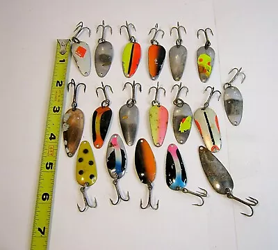 Vintage Mixed Lot 18  Walleye Trout Salmon Spoons 1.5 In Lures Fishing Lot #1 • $13.99