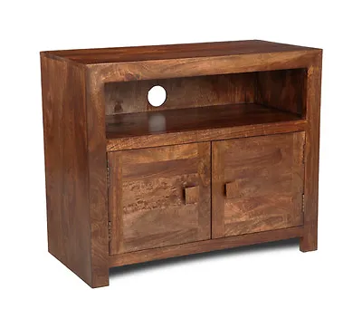 Solid Mango Wood Dakota 2 Door Tv Unit New Indian Furniture • £294.95