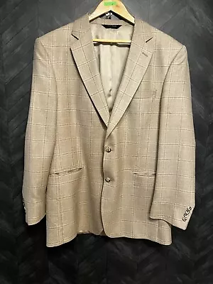 $27.29 • Buy Jos.A. Bank SZ 44L Men’s Light Beige Plaid Silk/Wool Sport Jacket Blazer 