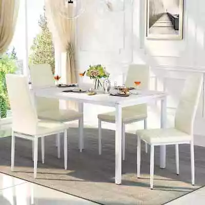 Dining Table Set For 4 Faux Marble Kitchen And Table Chairs Set Of 4 Dining Room • $206.25