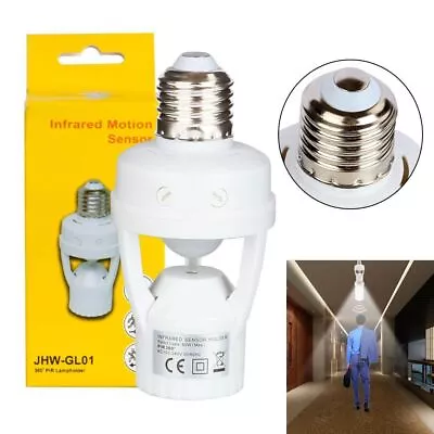 New Motion Sensor Socket Dimmable Light Lamp Bulb Adapter Holder For E27 Base • $8.72