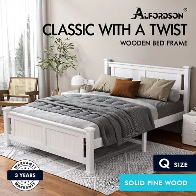 $239.95 • Buy ALFORDSON Bed Frame Wooden Timber Queen Size Mattress Base Platform Arne