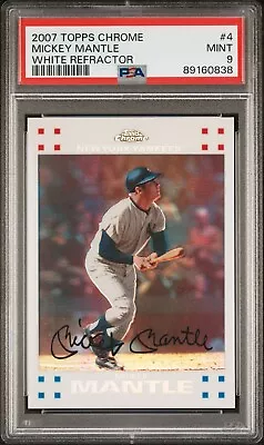 🔥2007 Topps Chrome Mickey Mantle White Refractor YANKEES PSA 9🔥⚾️ • $49.99