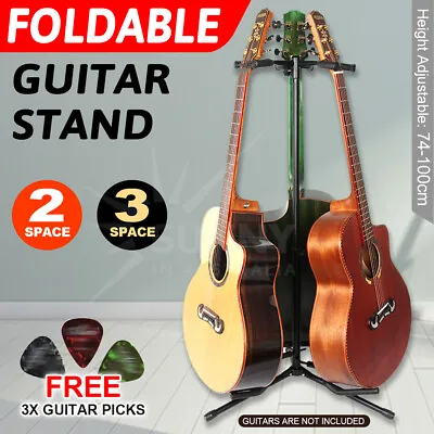 $35.99 • Buy Folding Guitar Stand Bass Tripod Electric Acoustic Floor Holder Rack For 2/ 3
