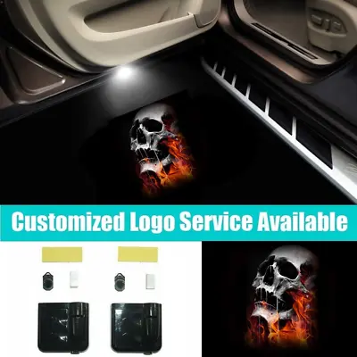 2Pcs Flame Skull Logo Car Door Welcome Laser Projector Ghost Shadow LED Light • $18.04