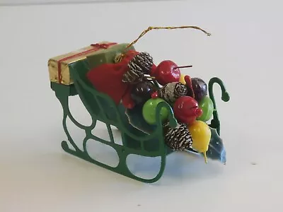 Vintage  Christmas Ornament Metal Sleigh  With Fruit . 1979 Curt S. Adler • $7.99