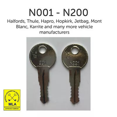 £2.59 • Buy Thule Roof Bar, Roof Box, Roof Rack Keys To Code (N001 To N200) Free P&P