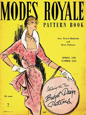 1950s Rare Vintage Modes Royale Summer 1951 Pattern Catalog 44pg Ebook On CD • $12.95