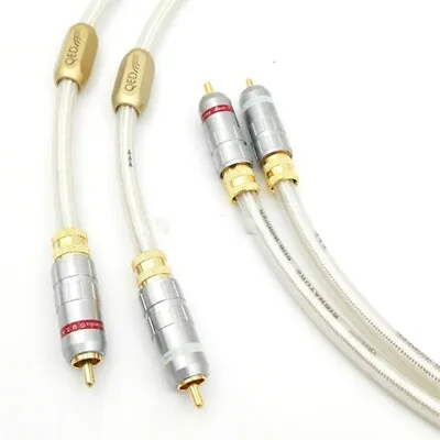 Pair QED 6N OCC Silver-plated HiFi RCA Cable Subwoofer Audio Line Signature Cord • $53.64