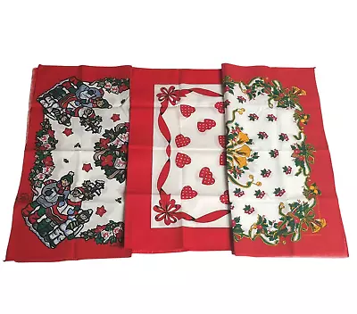 Vintage Bandana Lot Of 3 Christmas Bells Carolers Hearts USA Made • $21.59