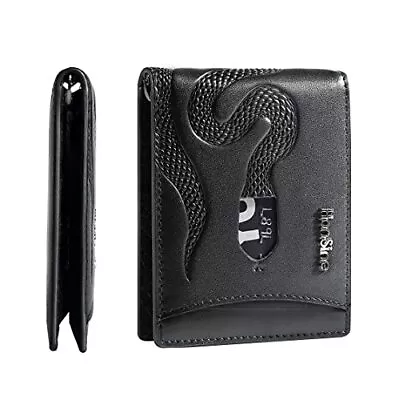Snake Bifold Wallet With RFID | Full Grain Mens Leather Wallet | Snake Wallet • $52.97