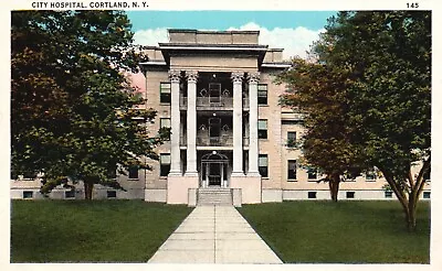 Postcard NY Cortland New York City Hospital White Border Vintage PC E9554 • $2