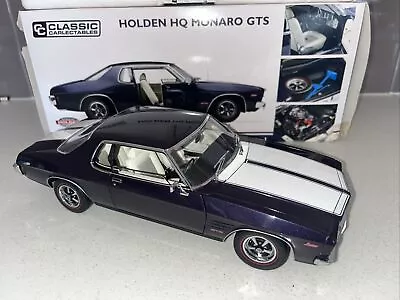 1:18 Classic Carlectables Holden HQ GTS Monaro Coupe In Amethyst / White Stripes • $399.95