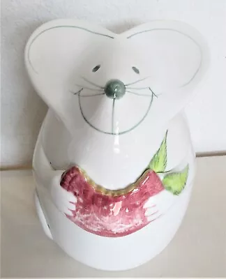 Smiling Mouse Cookie Jar Holding A Pink Cookie • $28